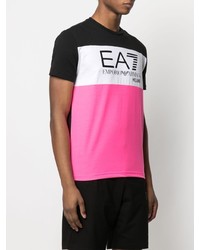 mehrfarbiges bedrucktes T-Shirt mit einem Rundhalsausschnitt von Ea7 Emporio Armani