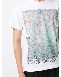 mehrfarbiges bedrucktes T-Shirt mit einem Rundhalsausschnitt von Comme des Garcons Homme Deux