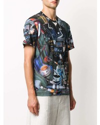 mehrfarbiges bedrucktes T-Shirt mit einem Rundhalsausschnitt von Comme Des Garcons Homme Plus