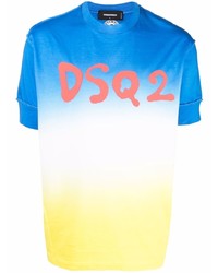 mehrfarbiges bedrucktes T-Shirt mit einem Rundhalsausschnitt von DSQUARED2