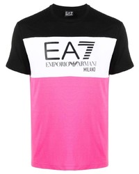 mehrfarbiges bedrucktes T-Shirt mit einem Rundhalsausschnitt von Ea7 Emporio Armani
