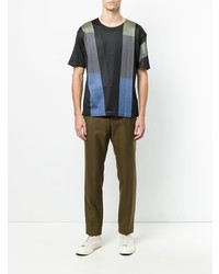 mehrfarbiges bedrucktes T-Shirt mit einem Rundhalsausschnitt von Issey Miyake Men