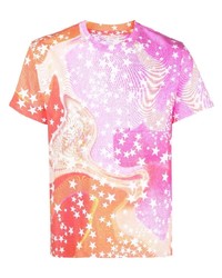 mehrfarbiges bedrucktes T-Shirt mit einem Rundhalsausschnitt von ERL
