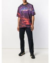 mehrfarbiges bedrucktes T-Shirt mit einem Rundhalsausschnitt von Marcelo Burlon County of Milan