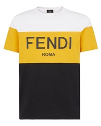 mehrfarbiges bedrucktes T-Shirt mit einem Rundhalsausschnitt von Fendi