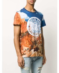 mehrfarbiges bedrucktes T-Shirt mit einem Rundhalsausschnitt von Balmain