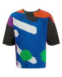 mehrfarbiges bedrucktes T-Shirt mit einem Rundhalsausschnitt von Homme Plissé Issey Miyake