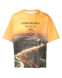 mehrfarbiges bedrucktes T-Shirt mit einem Rundhalsausschnitt von HONOR THE GIFT