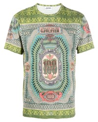 mehrfarbiges bedrucktes T-Shirt mit einem Rundhalsausschnitt von Jean Paul Gaultier