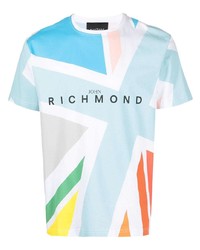 mehrfarbiges bedrucktes T-Shirt mit einem Rundhalsausschnitt von John Richmond