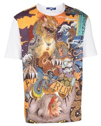 mehrfarbiges bedrucktes T-Shirt mit einem Rundhalsausschnitt von Junya Watanabe MAN