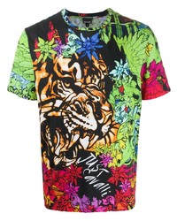 mehrfarbiges bedrucktes T-Shirt mit einem Rundhalsausschnitt von Just Cavalli
