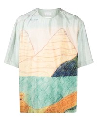 mehrfarbiges bedrucktes T-Shirt mit einem Rundhalsausschnitt von Lemaire