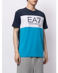 mehrfarbiges bedrucktes T-Shirt mit einem Rundhalsausschnitt von Ea7 Emporio Armani