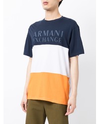 mehrfarbiges bedrucktes T-Shirt mit einem Rundhalsausschnitt von Armani Exchange