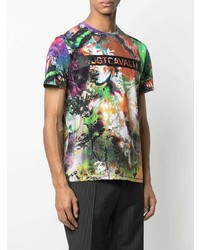 mehrfarbiges bedrucktes T-Shirt mit einem Rundhalsausschnitt von Just Cavalli