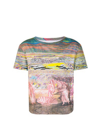 mehrfarbiges bedrucktes T-Shirt mit einem Rundhalsausschnitt von Maison Margiela