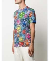 mehrfarbiges bedrucktes T-Shirt mit einem Rundhalsausschnitt von Versace