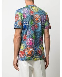 mehrfarbiges bedrucktes T-Shirt mit einem Rundhalsausschnitt von Versace