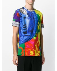 mehrfarbiges bedrucktes T-Shirt mit einem Rundhalsausschnitt von Versace