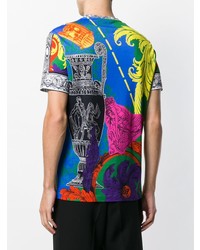 mehrfarbiges bedrucktes T-Shirt mit einem Rundhalsausschnitt von Versace