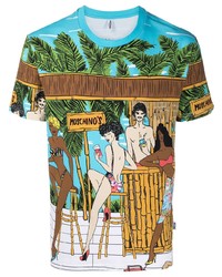 mehrfarbiges bedrucktes T-Shirt mit einem Rundhalsausschnitt von Moschino