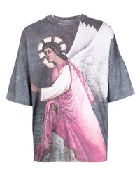 mehrfarbiges bedrucktes T-Shirt mit einem Rundhalsausschnitt von Palm Angels