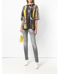 mehrfarbiges bedrucktes T-Shirt mit einem Rundhalsausschnitt von Versace Jeans