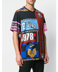 mehrfarbiges bedrucktes T-Shirt mit einem Rundhalsausschnitt von Versace