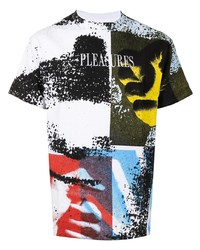 mehrfarbiges bedrucktes T-Shirt mit einem Rundhalsausschnitt von Pleasures