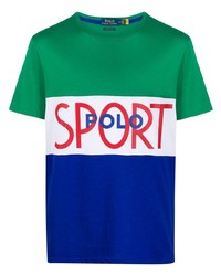 mehrfarbiges bedrucktes T-Shirt mit einem Rundhalsausschnitt von Polo Ralph Lauren