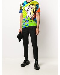 mehrfarbiges bedrucktes T-Shirt mit einem Rundhalsausschnitt von Versace