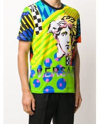 mehrfarbiges bedrucktes T-Shirt mit einem Rundhalsausschnitt von Versace