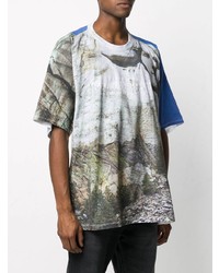 mehrfarbiges bedrucktes T-Shirt mit einem Rundhalsausschnitt von Doublet