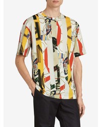 mehrfarbiges bedrucktes T-Shirt mit einem Rundhalsausschnitt von Burberry