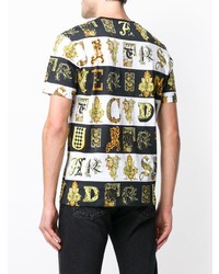 mehrfarbiges bedrucktes T-Shirt mit einem Rundhalsausschnitt von Versace