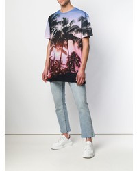 mehrfarbiges bedrucktes T-Shirt mit einem Rundhalsausschnitt von Balmain