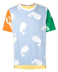 mehrfarbiges bedrucktes T-Shirt mit einem Rundhalsausschnitt von Thom Browne