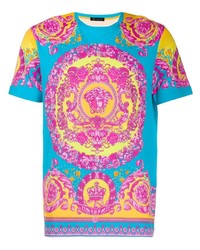 mehrfarbiges bedrucktes T-Shirt mit einem Rundhalsausschnitt von Versace