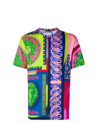 mehrfarbiges bedrucktes T-Shirt mit einem Rundhalsausschnitt von Versace