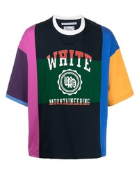 mehrfarbiges bedrucktes T-Shirt mit einem Rundhalsausschnitt von White Mountaineering