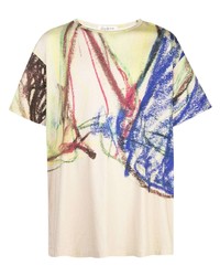 mehrfarbiges bedrucktes T-Shirt mit einem Rundhalsausschnitt von Yohji Yamamoto