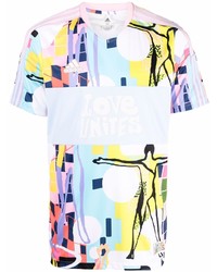 mehrfarbiges bedrucktes T-Shirt mit einem V-Ausschnitt von adidas
