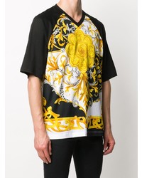 mehrfarbiges bedrucktes T-Shirt mit einem V-Ausschnitt von Versace