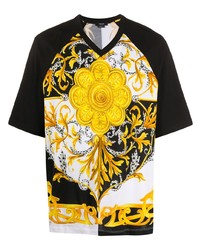 mehrfarbiges bedrucktes T-Shirt mit einem V-Ausschnitt von Versace