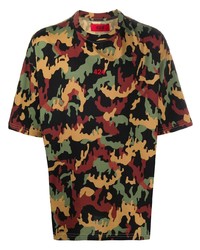 mehrfarbiges Camouflage T-Shirt mit einem Rundhalsausschnitt von 424