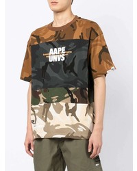 mehrfarbiges Camouflage T-Shirt mit einem Rundhalsausschnitt von AAPE BY A BATHING APE