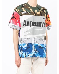 mehrfarbiges Camouflage T-Shirt mit einem Rundhalsausschnitt von AAPE BY A BATHING APE