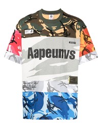 mehrfarbiges Camouflage T-Shirt mit einem Rundhalsausschnitt von AAPE BY A BATHING APE