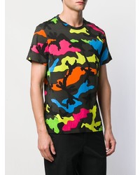 mehrfarbiges Camouflage T-Shirt mit einem Rundhalsausschnitt von Valentino